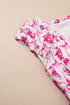 Floral Ruffle Shoulder V Neck Mini Dress with Bow Detail